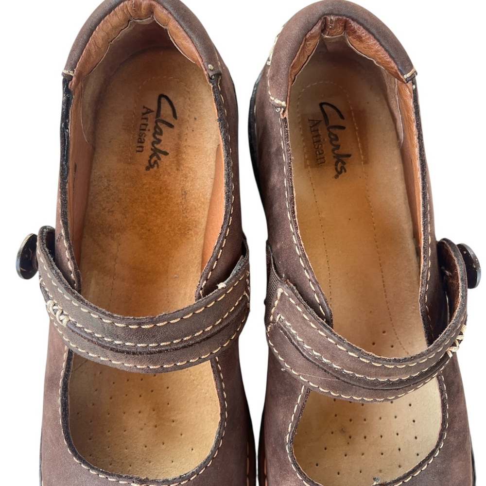 Clarks Artisan Dark Brown Leather Mary Janes Size 10 M - Picture 7 of 10